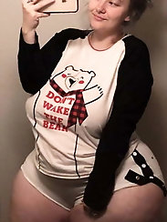 Ultra-sexy plump lass is posing at work